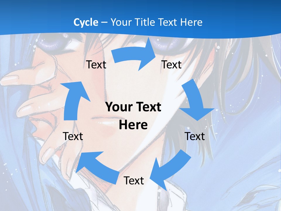 A Anime Character With Blue Eyes And A White Shirt PowerPoint Template