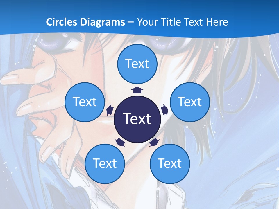 A Anime Character With Blue Eyes And A White Shirt PowerPoint Template