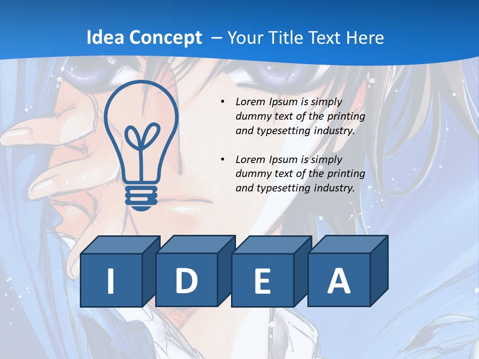 A Anime Character With Blue Eyes And A White Shirt PowerPoint Template