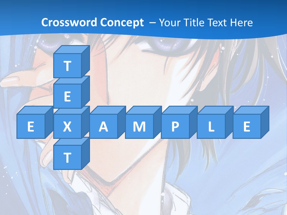 A Anime Character With Blue Eyes And A White Shirt PowerPoint Template