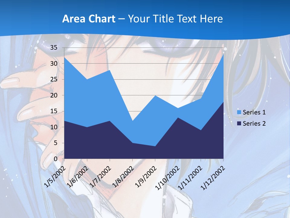 A Anime Character With Blue Eyes And A White Shirt PowerPoint Template