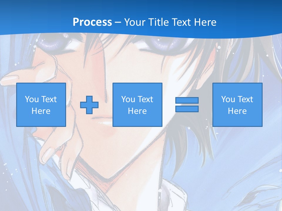 A Anime Character With Blue Eyes And A White Shirt PowerPoint Template