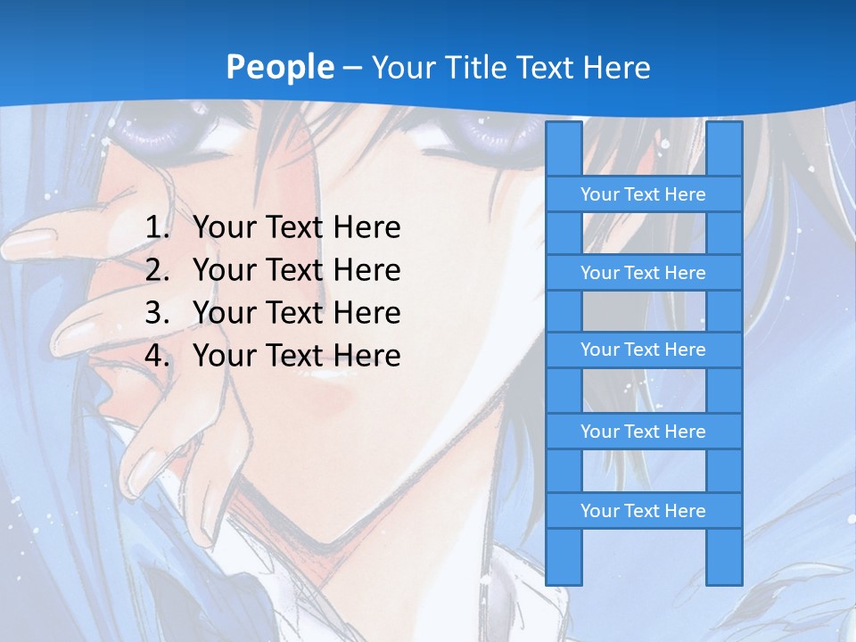 A Anime Character With Blue Eyes And A White Shirt PowerPoint Template