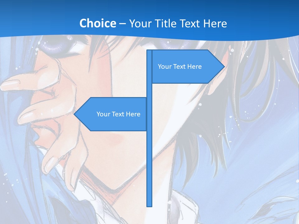 A Anime Character With Blue Eyes And A White Shirt PowerPoint Template