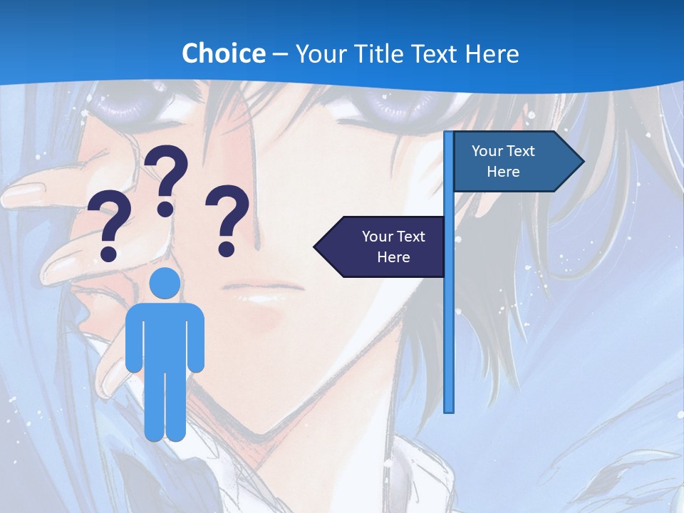A Anime Character With Blue Eyes And A White Shirt PowerPoint Template