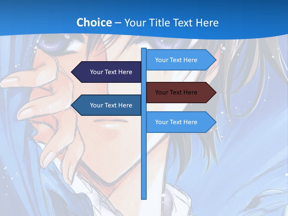 A Anime Character With Blue Eyes And A White Shirt PowerPoint Template