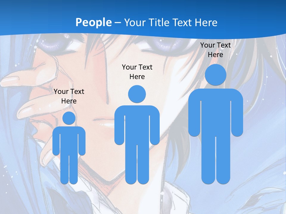 A Anime Character With Blue Eyes And A White Shirt PowerPoint Template
