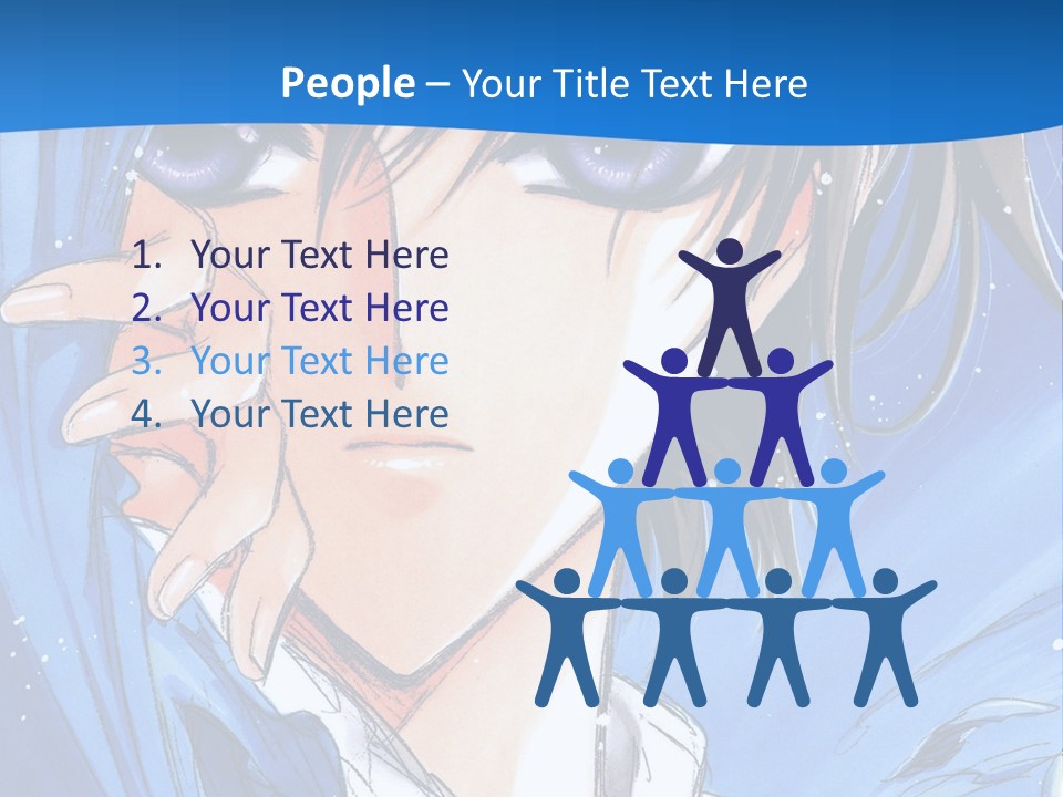 A Anime Character With Blue Eyes And A White Shirt PowerPoint Template