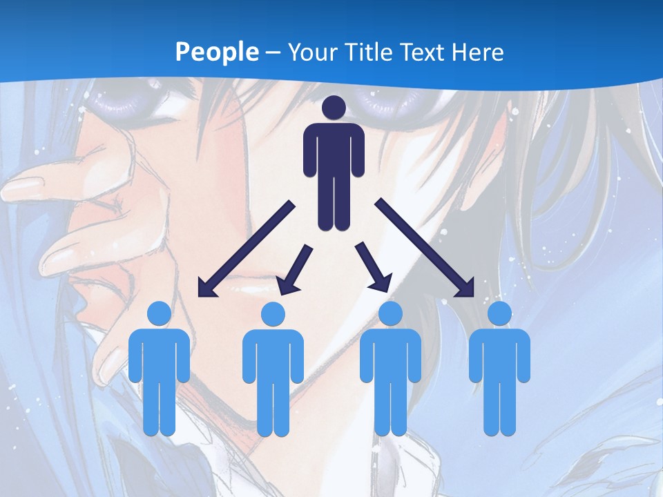 A Anime Character With Blue Eyes And A White Shirt PowerPoint Template