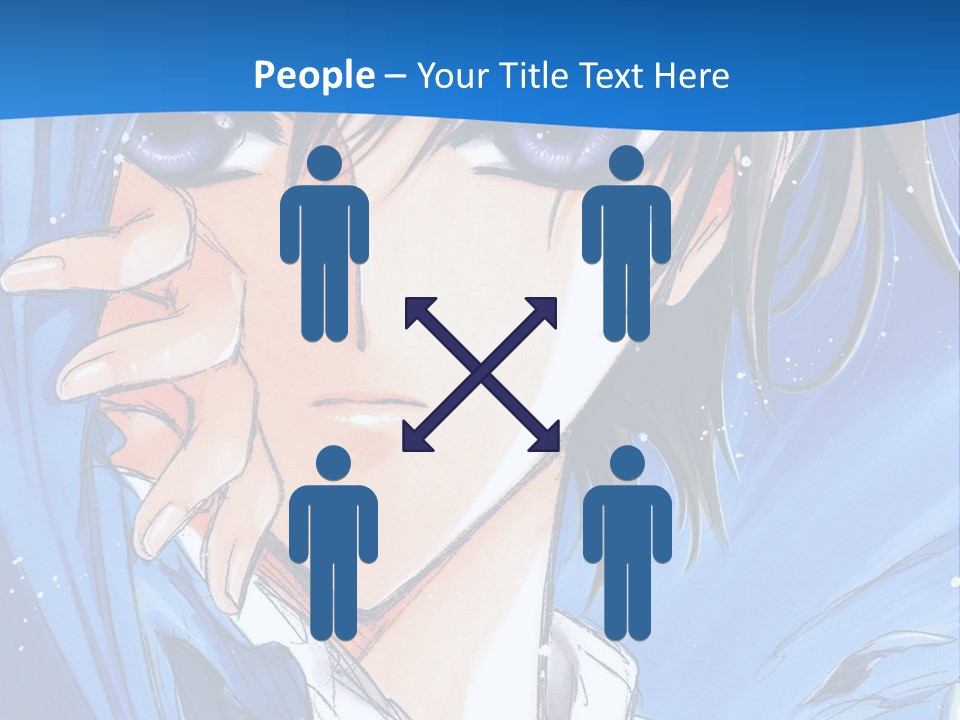 A Anime Character With Blue Eyes And A White Shirt PowerPoint Template