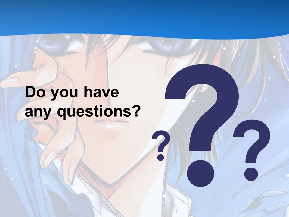 A Anime Character With Blue Eyes And A White Shirt PowerPoint Template