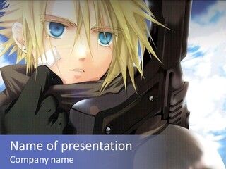 A Anime Character With Blue Eyes And Blonde Hair PowerPoint Template