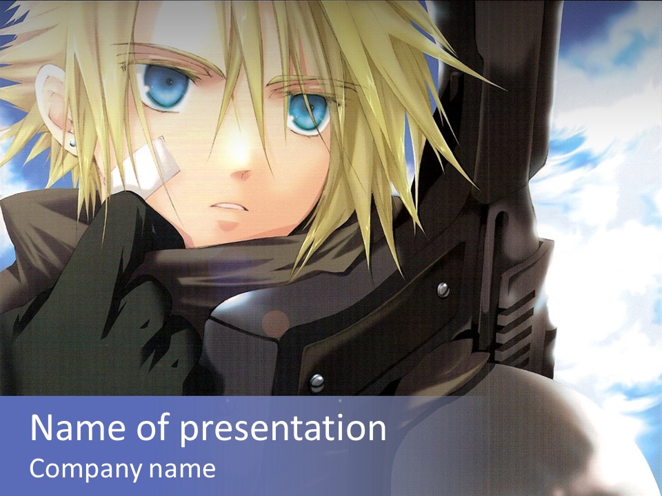 A Anime Character With Blue Eyes And Blonde Hair PowerPoint Template