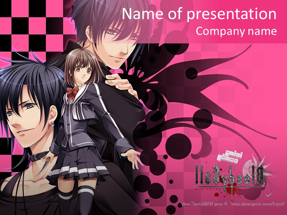 A Couple Of Anime Characters Standing Next To Each Other PowerPoint Template