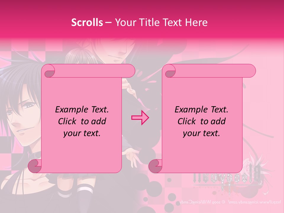 A Couple Of Anime Characters Standing Next To Each Other PowerPoint Template