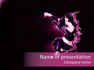 A Woman In A Black Outfit Is Holding A Sword PowerPoint Template