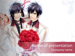 A Couple Holding A Bouquet Of Roses Powerpoint Template PowerPoint Template