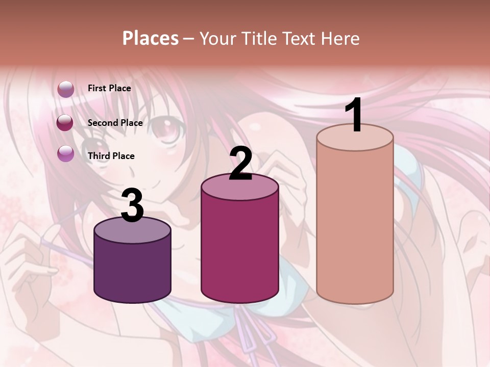 A Girl With Pink Hair Is Posing For A Picture PowerPoint Template