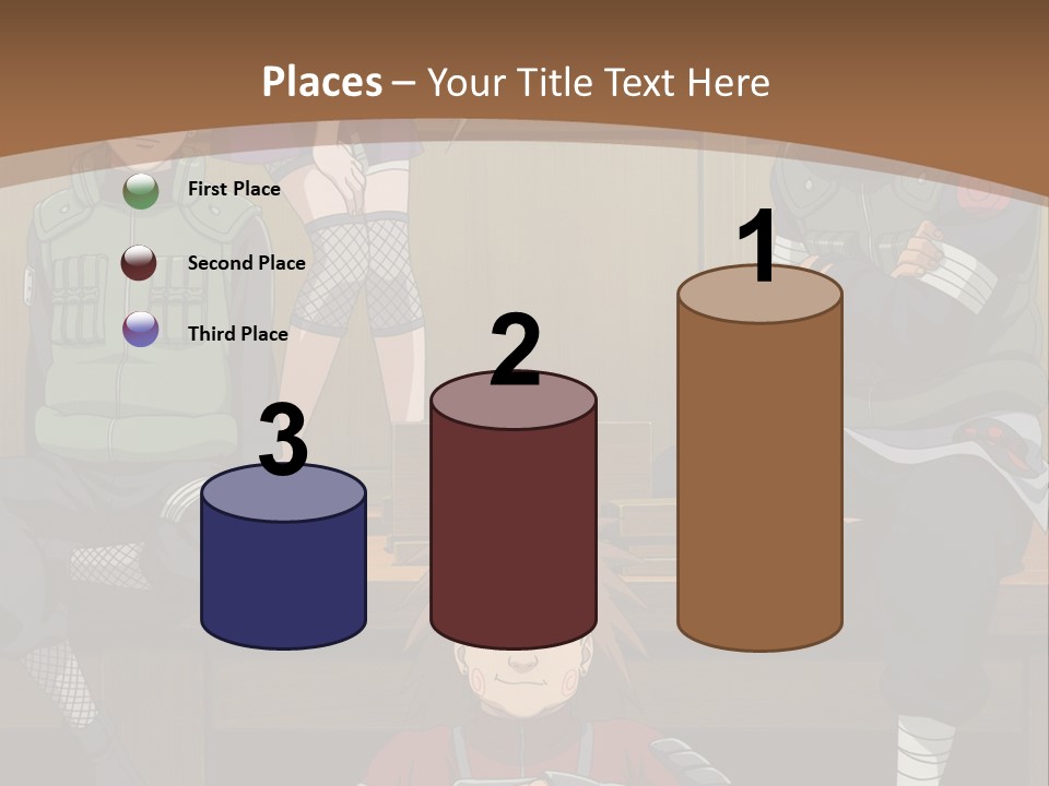 A Group Of Anime Characters Sitting On A Bench PowerPoint Template