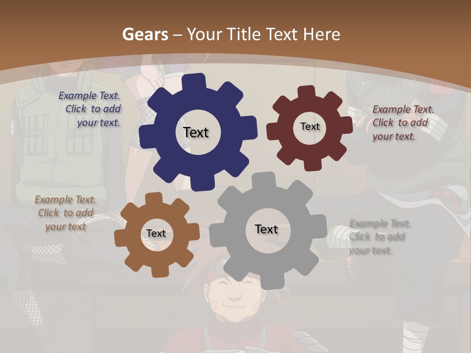 A Group Of Anime Characters Sitting On A Bench PowerPoint Template