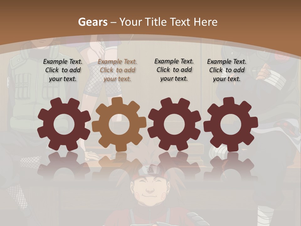 A Group Of Anime Characters Sitting On A Bench PowerPoint Template