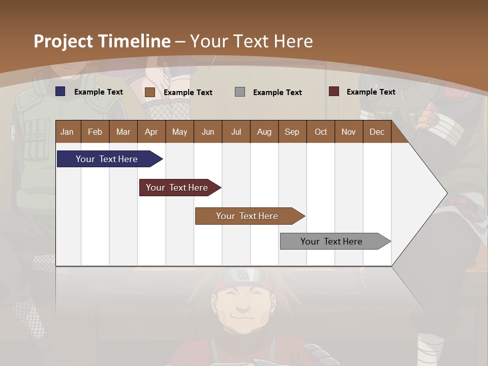 A Group Of Anime Characters Sitting On A Bench PowerPoint Template