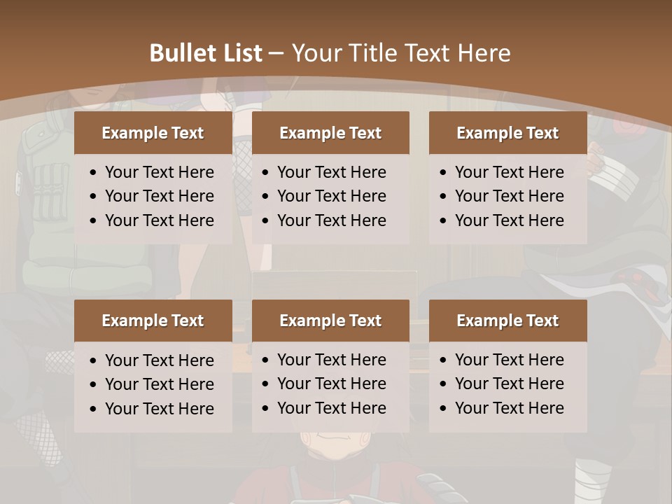 A Group Of Anime Characters Sitting On A Bench PowerPoint Template