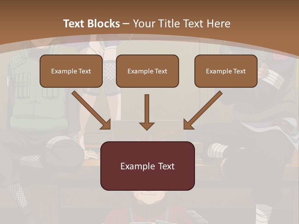 A Group Of Anime Characters Sitting On A Bench PowerPoint Template