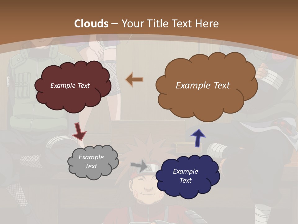 A Group Of Anime Characters Sitting On A Bench PowerPoint Template