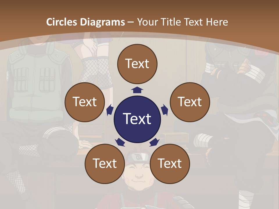 A Group Of Anime Characters Sitting On A Bench PowerPoint Template