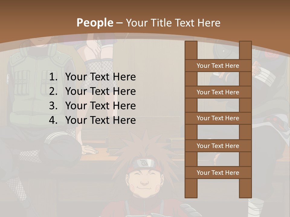 A Group Of Anime Characters Sitting On A Bench PowerPoint Template