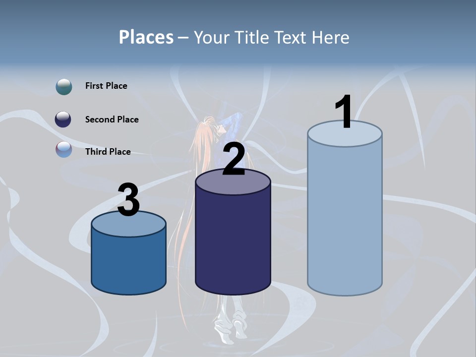 A Woman In A Blue Dress On A Stage PowerPoint Template