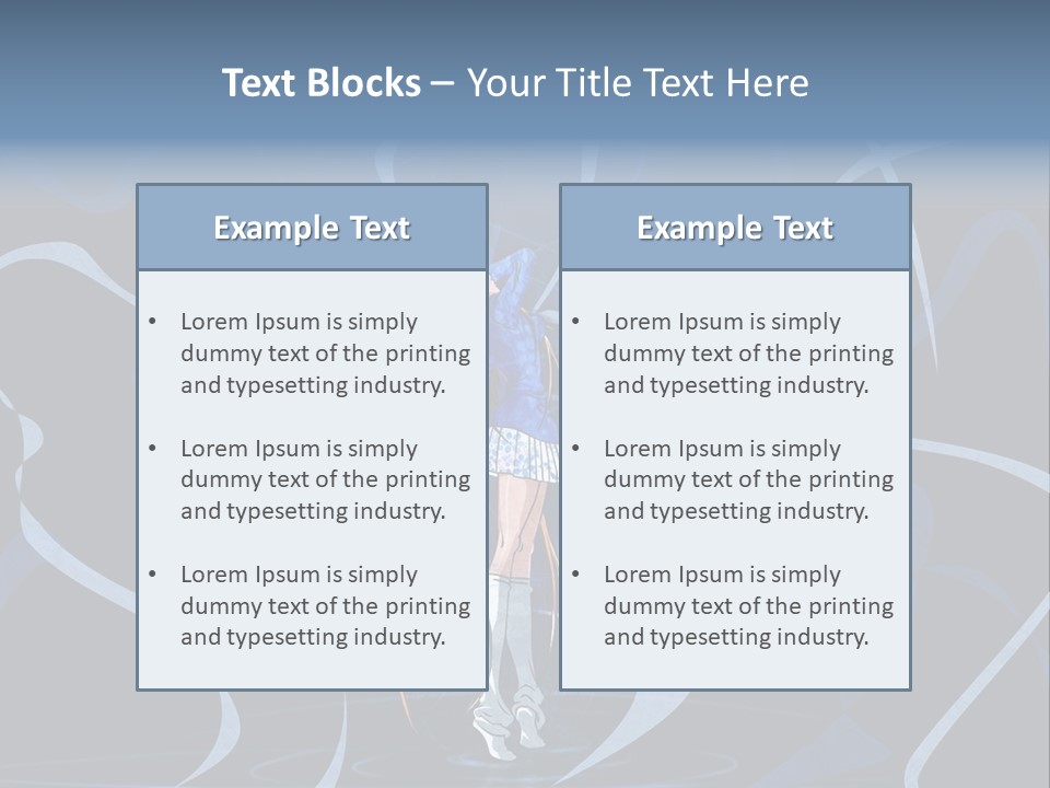 A Woman In A Blue Dress On A Stage PowerPoint Template