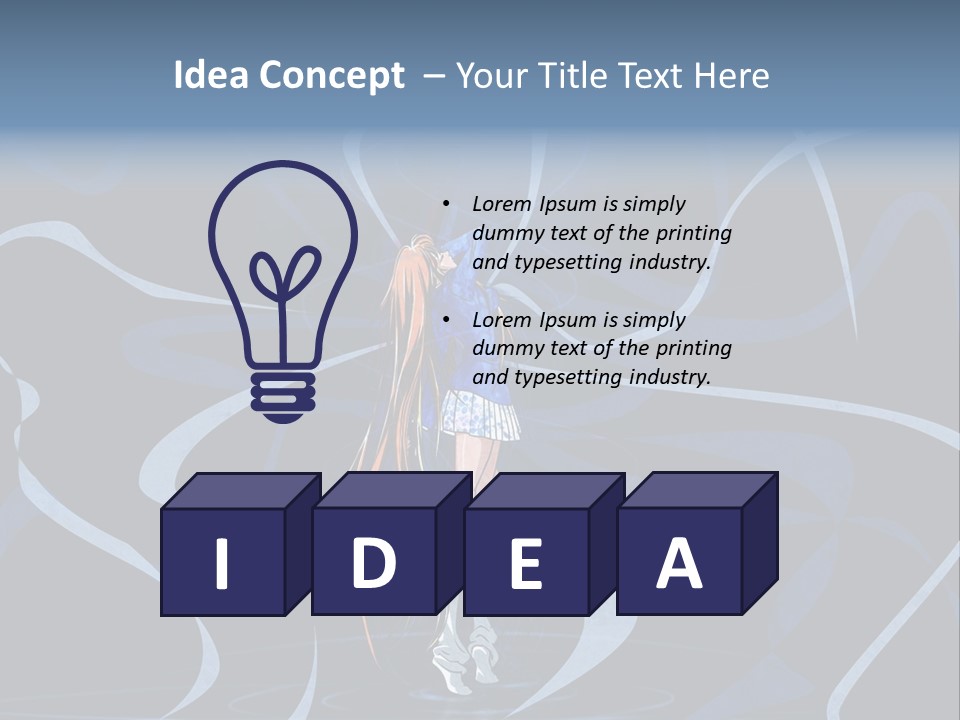 A Woman In A Blue Dress On A Stage PowerPoint Template