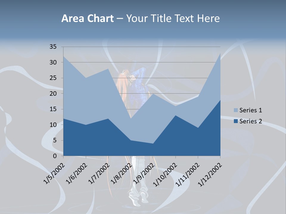 A Woman In A Blue Dress On A Stage PowerPoint Template