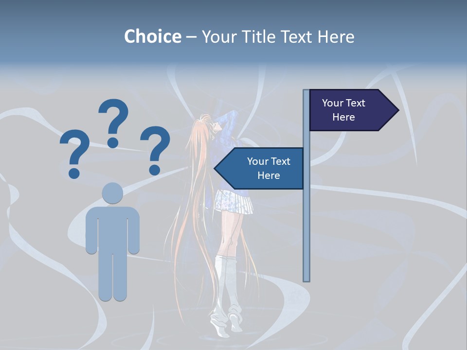 A Woman In A Blue Dress On A Stage PowerPoint Template