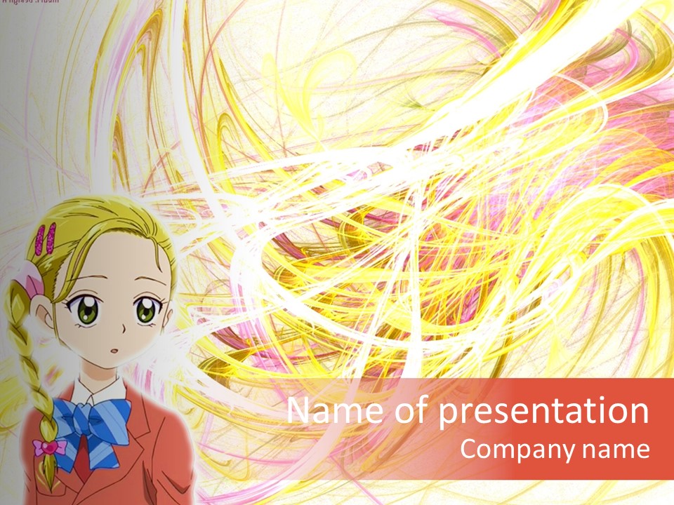 A Girl With Blonde Hair Is Standing In Front Of A Colorful Background PowerPoint Template