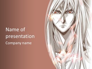 A Anime Character With Long Hair And Red Eyes PowerPoint Template