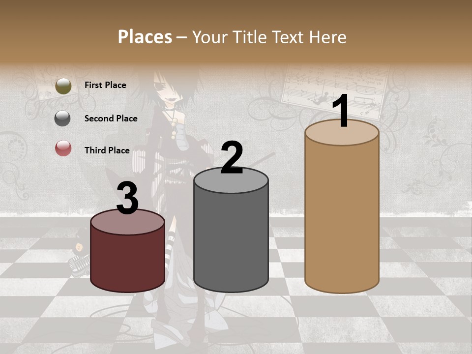 A Anime Character Is Standing On A Checkered Floor PowerPoint Template