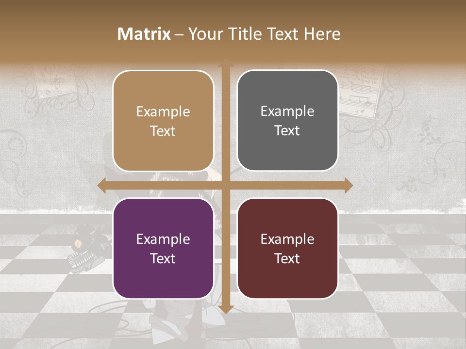 A Anime Character Is Standing On A Checkered Floor PowerPoint Template