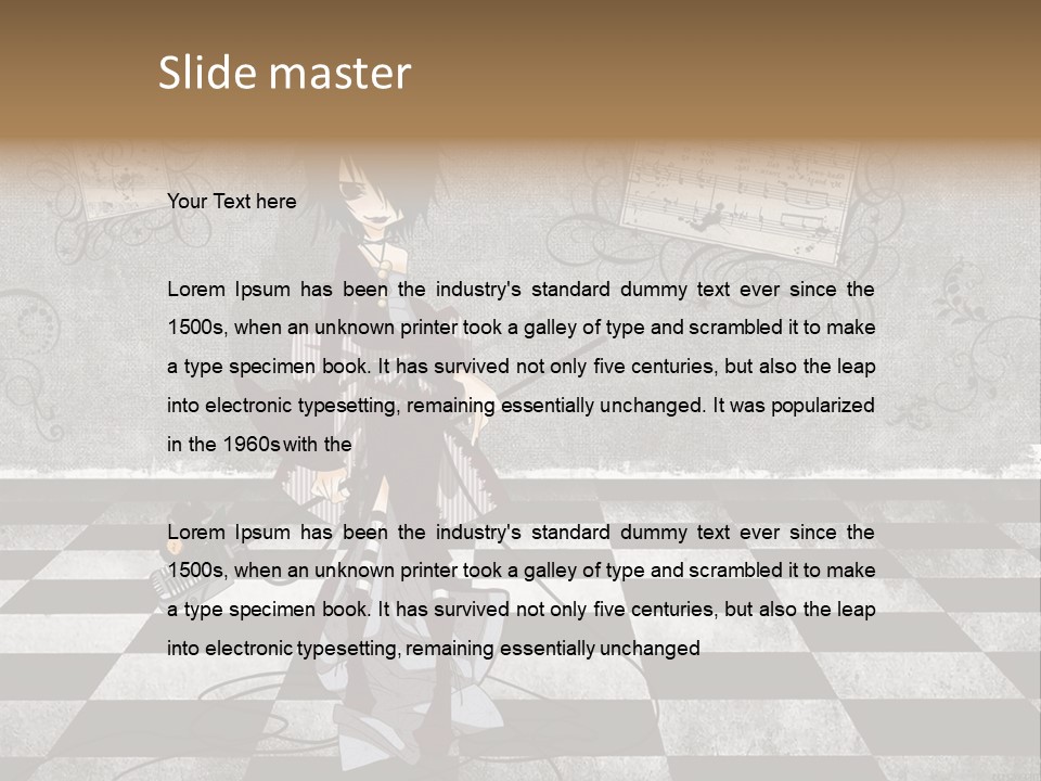 A Anime Character Is Standing On A Checkered Floor PowerPoint Template