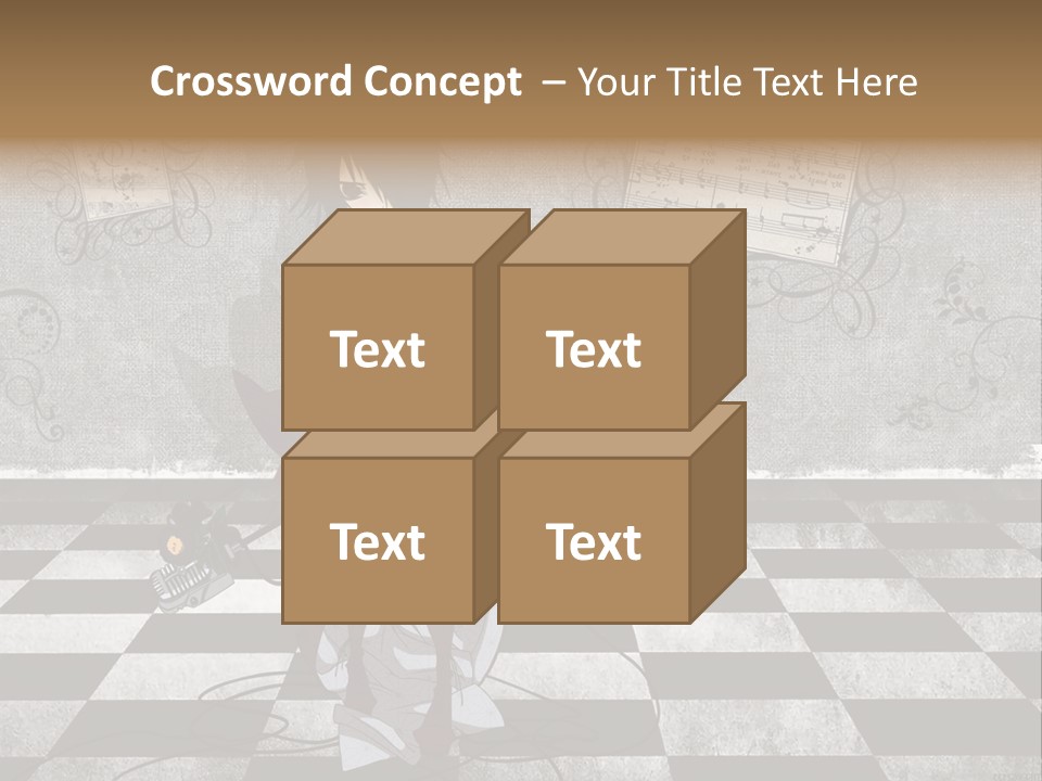 A Anime Character Is Standing On A Checkered Floor PowerPoint Template