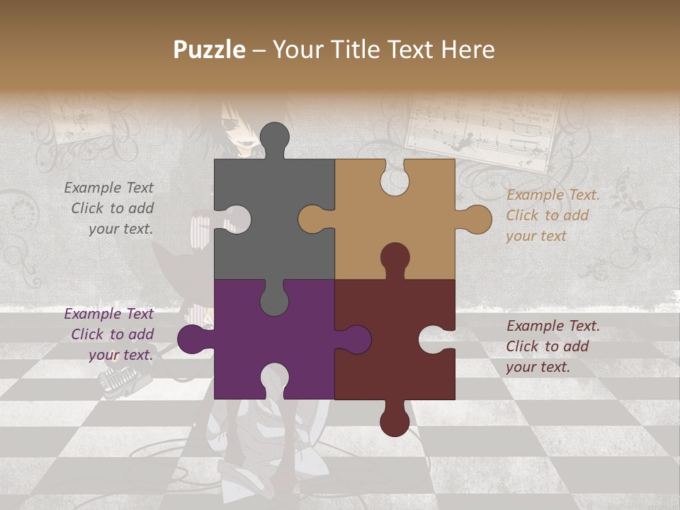 A Anime Character Is Standing On A Checkered Floor PowerPoint Template