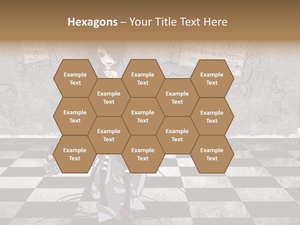 A Anime Character Is Standing On A Checkered Floor PowerPoint Template