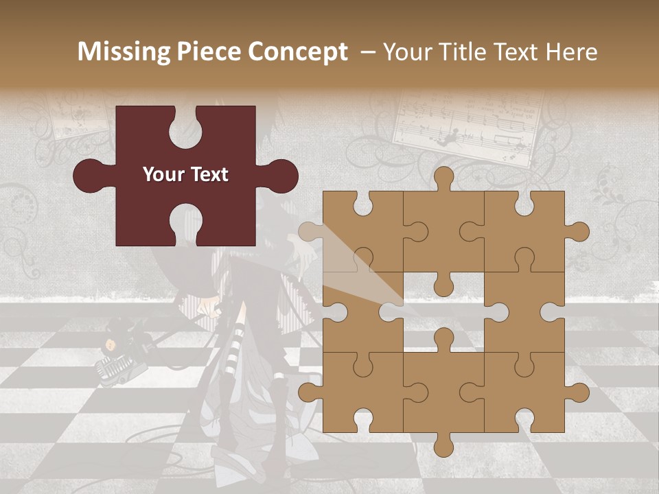 A Anime Character Is Standing On A Checkered Floor PowerPoint Template