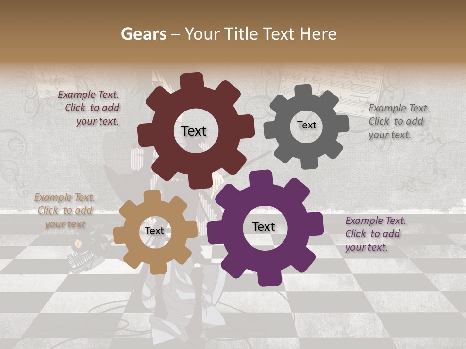 A Anime Character Is Standing On A Checkered Floor PowerPoint Template