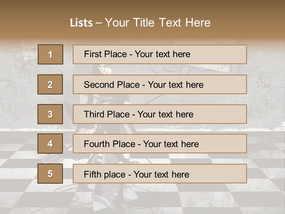 A Anime Character Is Standing On A Checkered Floor PowerPoint Template