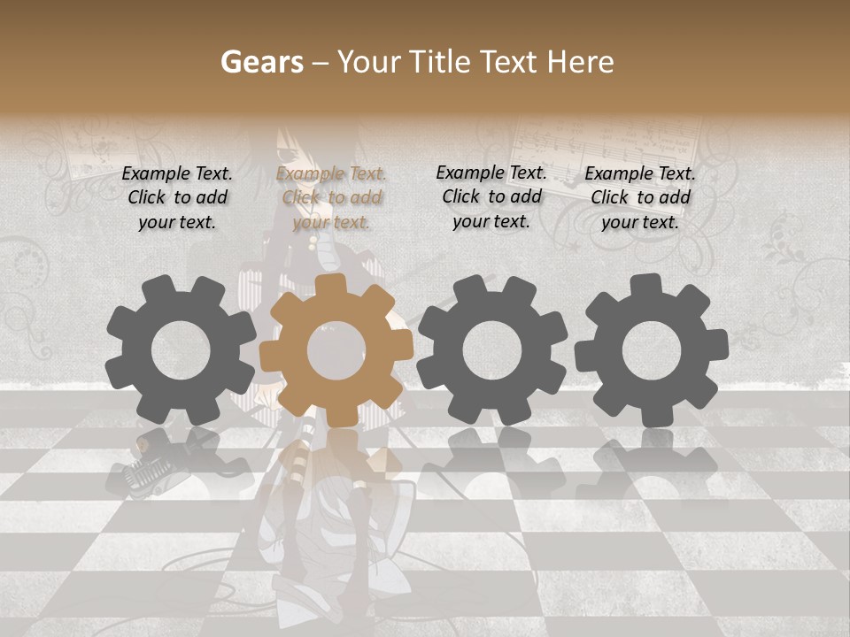 A Anime Character Is Standing On A Checkered Floor PowerPoint Template