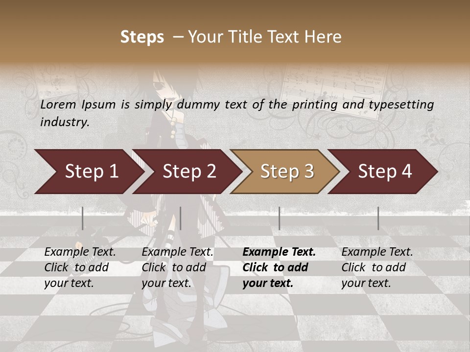 A Anime Character Is Standing On A Checkered Floor PowerPoint Template