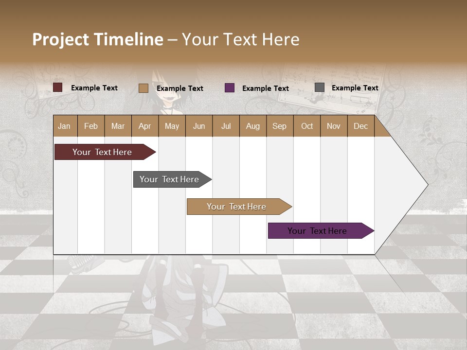 A Anime Character Is Standing On A Checkered Floor PowerPoint Template
